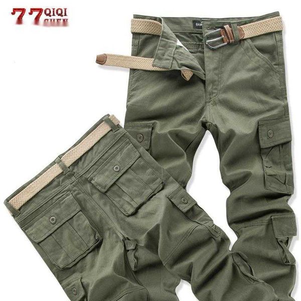 

Mens Camouflage Cargo Pants Casual Cotton Multi Pockets Military Tactical Streetwear Overalls Work Combat Long Trousers, Army green