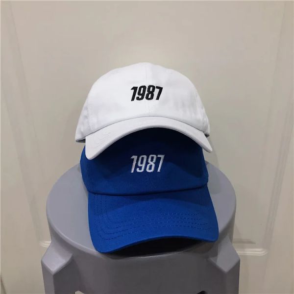 

1987 embroidery Baseball Cap women men Cotton Snapback Hat Unisex Spring Summer Sun Hats Embroidery Caps Dad Hats gorra hombre, Blue
