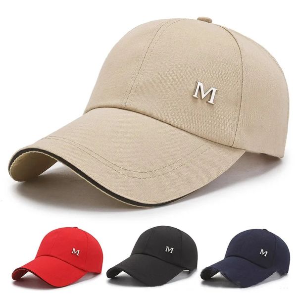 

Men Women Baseball Cap Summer Cotton Hat Embroidery Snapback Hip-Hop Cap Adult Sport Sun Hat Casual Long Brim Sunscreen Golf Cap, B-black