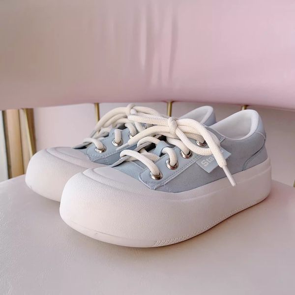 

shoe Milky Glutinous Rice Tuan Tuan 2023 Spring New Leisure Shoes Women's Round Head Thick Sole Single Shoes Student Low Top Board Shoes, Pink