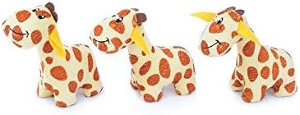 ZippyPaws - Zoo Friends Burrow, Interactive Squeaky Hide and Seek Plush Dog Toy - Giraffe Miniz, 3 Pack