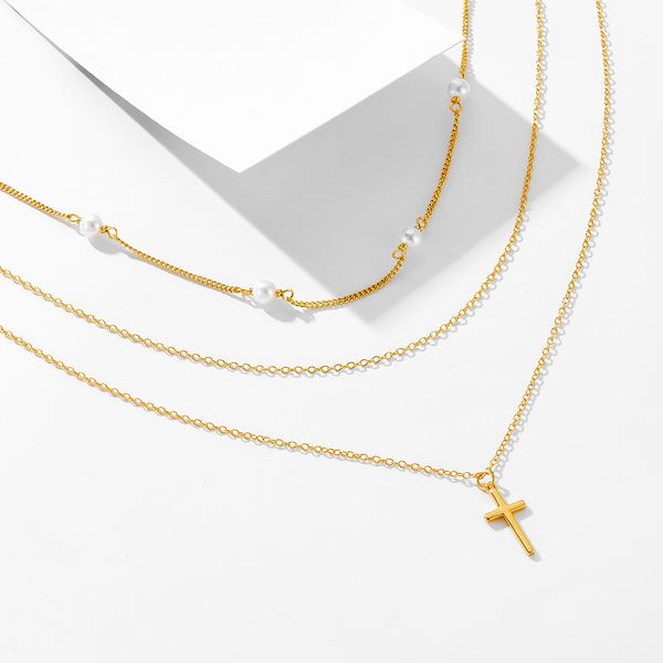 European and American fashion retro pearl cross pendant pure silver necklace women's fashion retro layered collarbone chain
European and American fashion retro pearl cross pendant pure silver necklace women's fashion retro layered collarbone chain