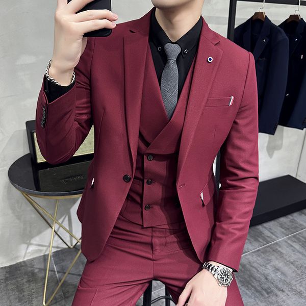 K688 Men's Slim Fit Business Suit - Casual Wedding Dress for Groom