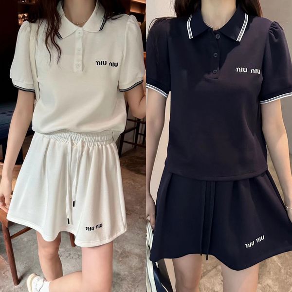 women two piece sets miumi clothes Exquisite embroidered letter logo polo shirt short sleeved skirt pants set, Navy
women two piece sets miumi clothes Exquisite embroidered letter logo polo shirt short sleeved skirt pants set, Navy