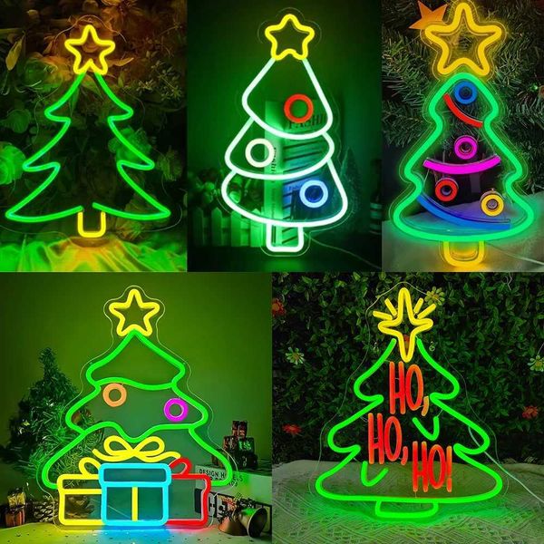 Christmas Tree Neon Sign Xmas Trees LED Neon Light Sign Room Decoration For Wall Decor Led Sign With Dimmer Switch For Home Shop Z241130