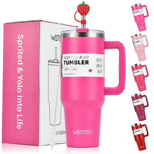 Watersy 30Oz/40Oz Tumbler With Handle And Straw Stainless Steel Thermal Bottle Double 304 Vacuum Insulated Gifts Cup, Red
Watersy 30Oz/40Oz Tumbler With Handle And Straw Stainless Steel Thermal Bottle Double 304 Vacuum Insulated Gifts Cup, Red