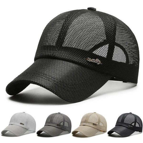 

Canada Summer For Men Letter Mesh Baseball Cap Sports Sun Visor Breathable Snapback Hat Male Outdoor Stylish Simple Solid, Black