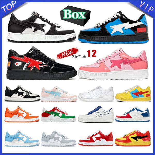 

Box with Designer Shoes Men Women Low Patent Leather Camouflage Skateboarding Jogging Trainers Sneakers, Orange