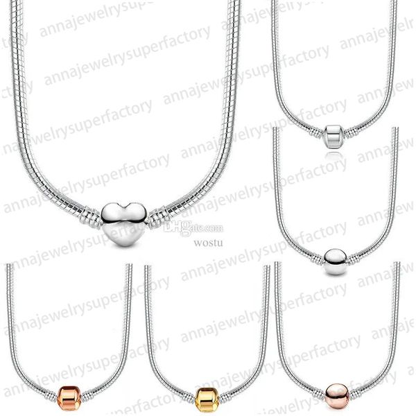 2024 new S925 Silver Pendant Necklaces for women Designer Jewelry Original DIY fit Moments Snake Chain Necklace Fashion clavicle chains gift with box