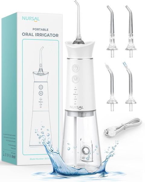 Nursal Water Dental Flosser Cordless with Magnetic Charging for Teeth Cleaning, Nursal 7 Clean Settings Portable Rechargeable Oral Irrigator, IPX8
Nursal Water Dental Flosser Cordless with Magnetic Charging for Teeth Cleaning, Nursal 7 Clean Settings Portable Rechargeable Oral Irrigator, IPX8