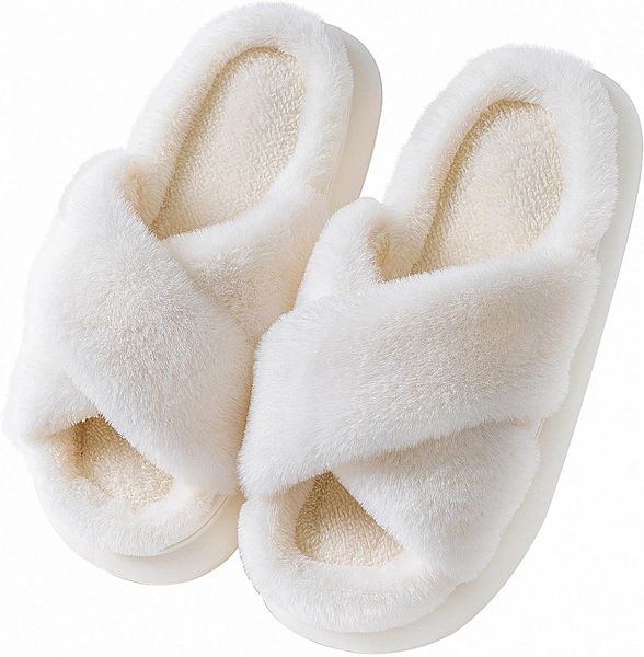 Womens Slippers Fuzzy Slippers House Slippers for Woman Slippers Indoor Fluffy Platform Slippers, White
Womens Slippers Fuzzy Slippers House Slippers for Woman Slippers Indoor Fluffy Platform Slippers, White