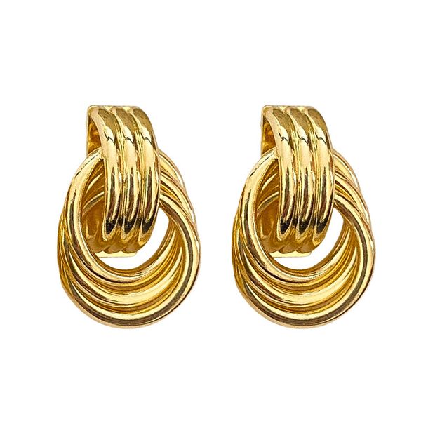 Fashion silver pin twisted knotted geometric earrings for women, simple and versatile metal stud earrings, luxury designer earrings