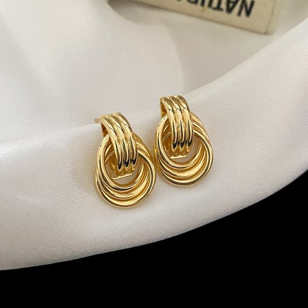 

Luxury Designer Earrings Silver Needle Twisted Knotted Hoop Earrings for Women, Simple Hundred Metal Stud Earrings Gold Plated and Silver Plated