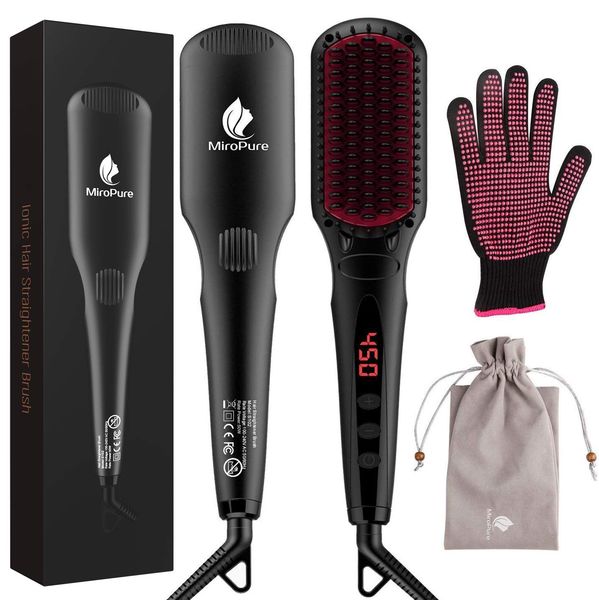 MiroPure Hair Straightener Brush, Ionic Anti-Scald Straightening Comb, Portable Frizz-Free Silky Electric Straightening Brush, Dual Voltage
MiroPure Hair Straightener Brush, Ionic Anti-Scald Straightening Comb, Portable Frizz-Free Silky Electric Straightening Brush, Dual Voltage