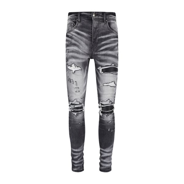 Hole Water Ripple Patchwork Washed Gray Jean Button Fly Amiryes Plus Size Usa Youth Designer, Black
Hole Water Ripple Patchwork Washed Gray Jean Button Fly Amiryes Plus Size Usa Youth Designer, Black
