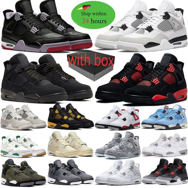 

With box jumpman 4 4s basketball shoes Bred Reimagined Olive Brown Military Pure Money Pine Green men Red Thunder Black Cat White Oreo Infrared women mens sneakers