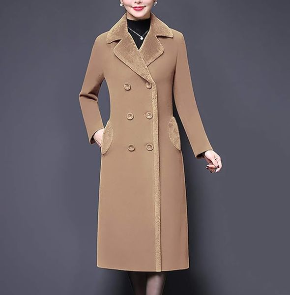 Women's Double-breasted Notched Lapel Midi Wool Blend Pea Coat Jackets, Camel
Women's Double-breasted Notched Lapel Midi Wool Blend Pea Coat Jackets, Camel