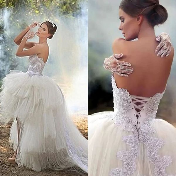 Vintage High Low Wedding Dress Lace