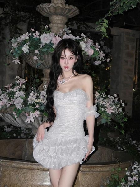 Casual Dresses White Off-shoulder Sleeveless High Waist Sexy Dress Summer French Sequined Cake Women's Slim Fit Birthday A-line
Casual Dresses White Off-shoulder Sleeveless High Waist Sexy Dress Summer French Sequined Cake Women's Slim Fit Birthday A-line