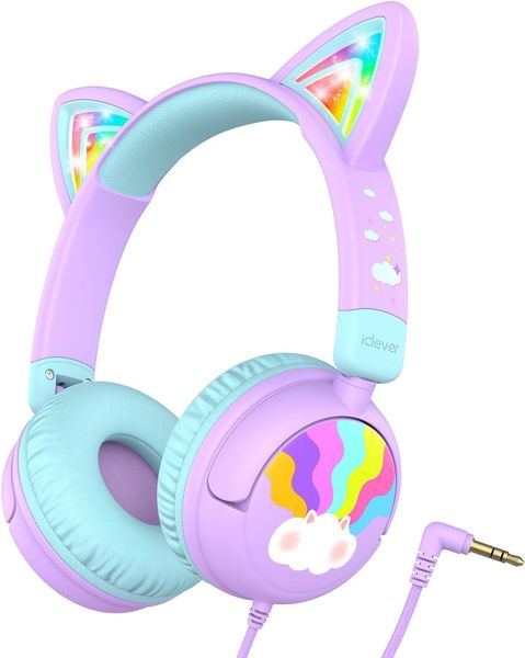 US stock iClever Kids Headphones Cat Ear, LED Light Up, 85dBA Safe Volume, Stereo Sound Toddler Headphones for Travel School, Foldable 3.5mm Wired for iPad Tablets, Purple
US stock iClever Kids Headphones Cat Ear, LED Light Up, 85dBA Safe Volume, Stereo Sound Toddler Headphones for Travel School, Foldable 3.5mm Wired for iPad Tablets, Purple
