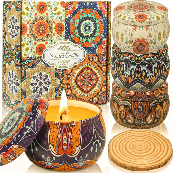 4 PCS Scented Candles Gifts Set for Women Vanilla Lavender Rose Jasmine 100% Soy Wax with 8% Strongly Fragrance Essential Oils 4.4 oz for Stress Relief
4 PCS Scented Candles Gifts Set for Women Vanilla Lavender Rose Jasmine 100% Soy Wax with 8% Strongly Fragrance Essential Oils 4.4 oz for Stress Relief