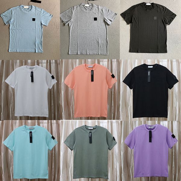 

Topstoney brand designer mens tshirts Classic basic embroidered badge loose cotton small round neck island t shirt, 5_color