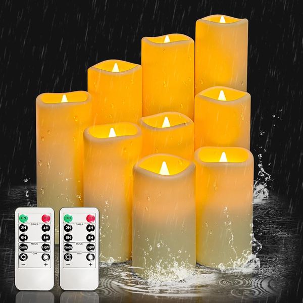 Flameless Candles LED Battery Operated Candles 4/5/6/7/8/ 9 inches Set of 9 Waterproof Outdoor Indoor Candles with 10-Key Remote and Cycling 24 Hours Timer Ivory
Flameless Candles LED Battery Operated Candles 4/5/6/7/8/ 9 inches Set of 9 Waterproof Outdoor Indoor Candles with 10-Key Remote and Cycling 24 Hours Timer Ivory