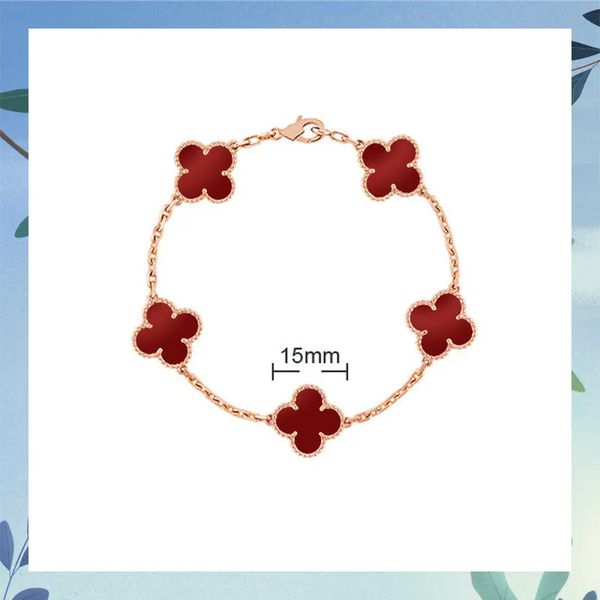 Van Clover Bracelet Luxury Fashion Designer Bracelets for Women, Carnelian White Mother-of-Pearl Full Diamond Bracelet Five Flower Bracelet Holiday Gift
Van Clover Bracelet Luxury Fashion Designer Bracelets for Women, Carnelian White Mother-of-Pearl Full Diamond Bracelet Five Flower Bracelet Holiday Gift