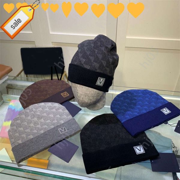 

Plaid designer beanie designer hats for men knitted bonnets winter hat fall thermal skull cap ski travel classical luxury beanies brown black grey keep waLKsw, 5#