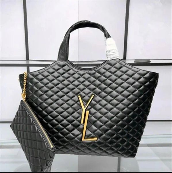 

Handbag Big Tote Quilted Shopping Bag Shoulder Genuine Leather Underarm Women Carrier Bags Large capacity Handbags Purse Hot sell New r Whmc, Black