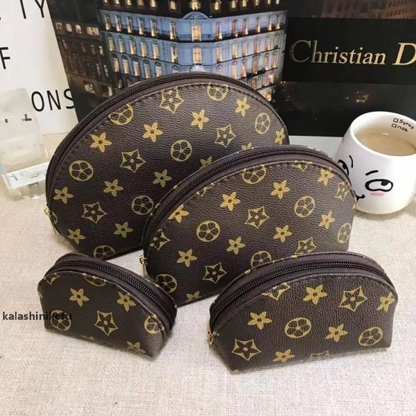 

6A Makeup Toiletry Pouch Cosmetic Bag Cases Make Up organizer famous Women Travel Bags Clutch ladies cluch purses Handbags Purses Mini Walle, Brown gird