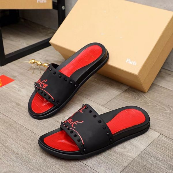 Designer Slippers Summer Men's Classic Red Sole Pointed Slippery Sandals Thick Rubber Sole Slippers Shoe Studs Sliding Platform Mule Beach Casual Fashion Shoes, #11
Designer Slippers Summer Men's Classic Red Sole Pointed Slippery Sandals Thick Rubber Sole Slippers Shoe Studs Sliding Platform Mule Beach Casual Fashion Shoes, #11