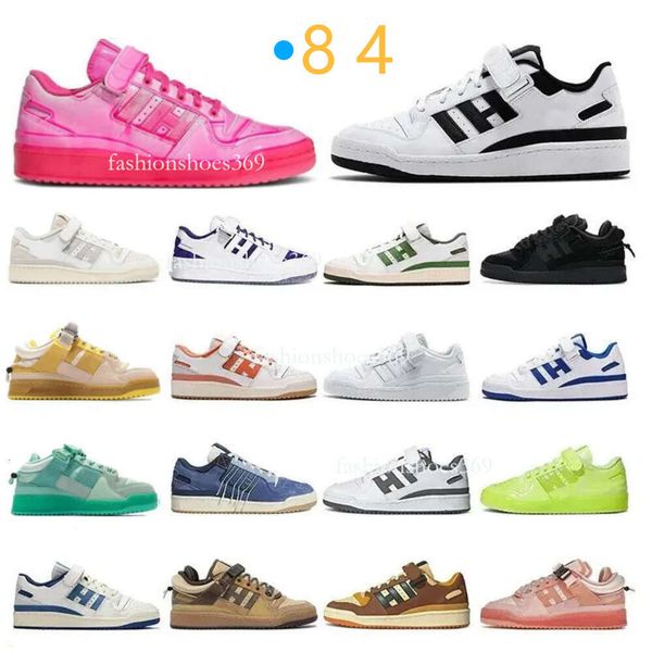 

Designer Casual Fashion Running Shoes Sneakers for Forum 84 Low Bad Bunny White Gum Bright Blue Black Orbit Grey Green Pink Women Mens Trainer, 16