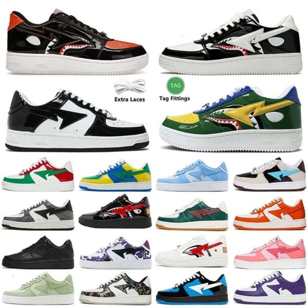 

Designer Casual Shoes Sta SK8 Low men Patent Leather Shark Black White Red Blue Green Orange Camouflage Skateboarding jogging Sports Star Trainers 36-45, 11