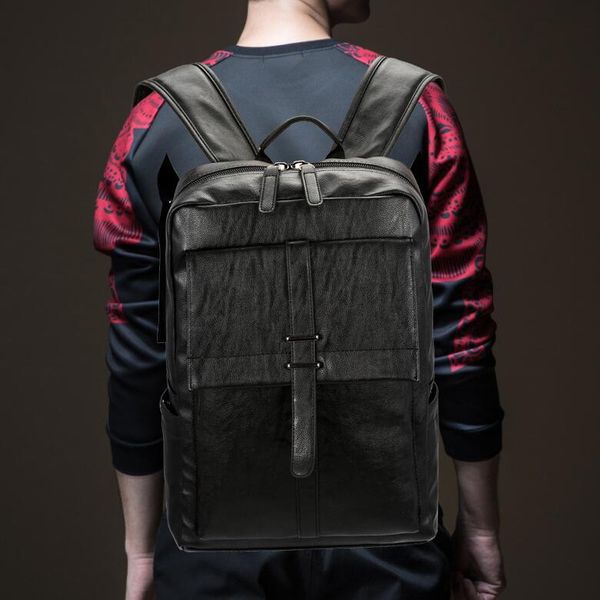 Personality mens shoulder bag 2 colors simple solid color Joker handbag college style thick leather student backpack outdoor sports leisure backpack wholesale, Brown
Personality mens shoulder bag 2 colors simple solid color Joker handbag college style thick leather student backpack outdoor sports leisure backpack wholesale, Brown