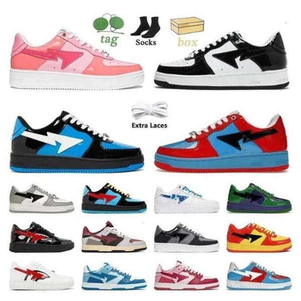 

2024 Casual sk8 sta Shoes Grey Black stas SK8 Color Camo Combo Pink Green ABC Camos Pastel Blue Patent Leather M2 With Socks Platform Trainers 36-45, 28