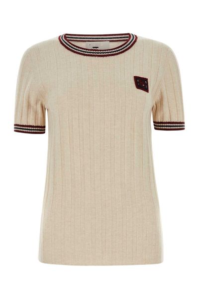 

100% Cashmere applique sweater top patch jumper knitted embroidered striped luxury designer oversize geometric intarsia pattern Luxury pullover Long Sleeve, Beige