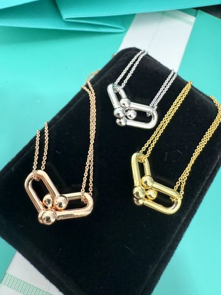 

tiffiny and co luxury fashion designer necklace glossy horseshoe double clasp necklace designer necklace for women delicate collarbone chain
