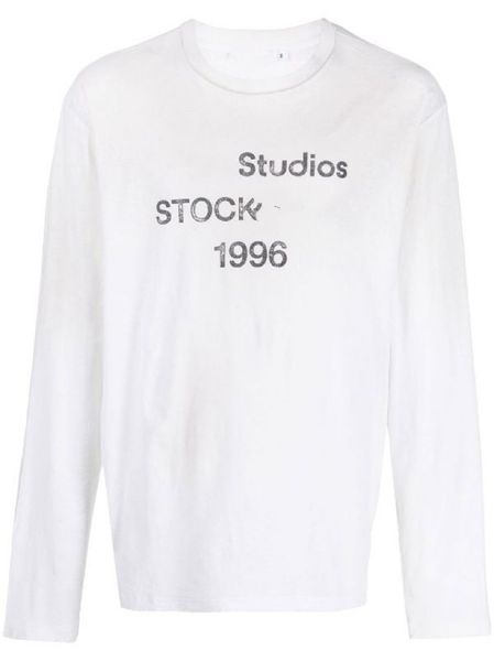 

long sleeve T-shirt crewneck Stockholm 1996-print optic white cotton crew-neck cotton luxury designer grape print distressed