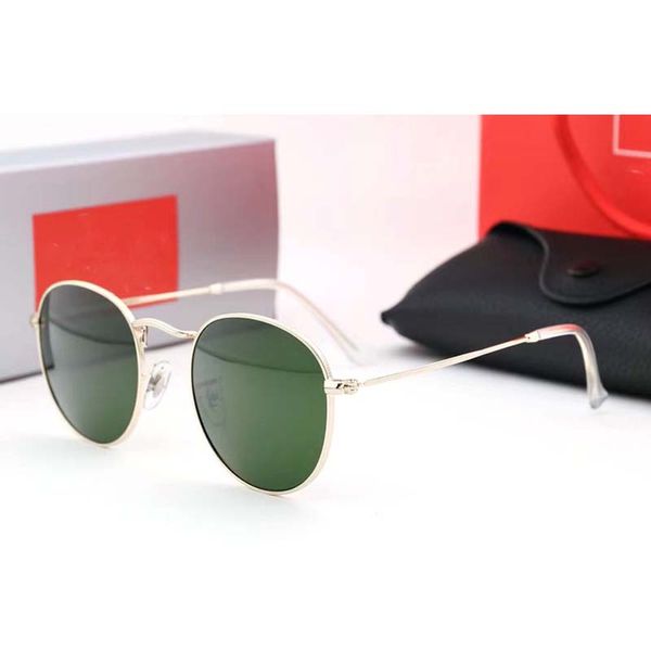 

Classic Round Metal Glass Lens Ray Sunglasses Women Men Vintage Ban Brand Design Sun Glasses Oculos De Sol 3447 with box