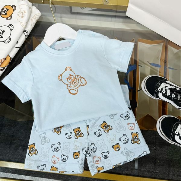 

Kids Classic Cute Bear Short Sleeve Suit Summer Fashion Casual Sweatshirt Suits Baby Boy Girls Tracksuit Luxury Clothing Sets 66-100CM, White