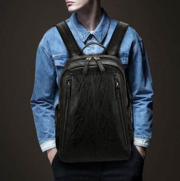 Versatile mens shoulder bag 2 colors simple Joker solid color leather student backpack outdoor sports leisure travel backpack trend double zipper fashion handbag, Black
Versatile mens shoulder bag 2 colors simple Joker solid color leather student backpack outdoor sports leisure travel backpack trend double zipper fashion handbag, Black