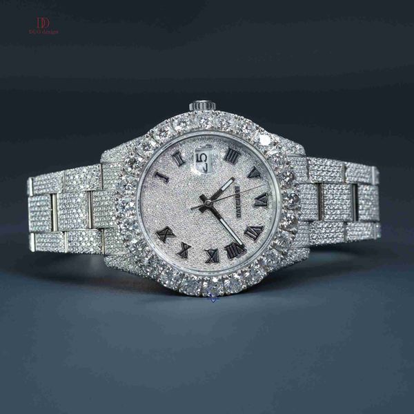 Latest Design wrist watch for men with GRA certified moissanite diamonds and VVS clarity crafted hip hop style and custom size
Latest Design wrist watch for men with GRA certified moissanite diamonds and VVS clarity crafted hip hop style and custom size