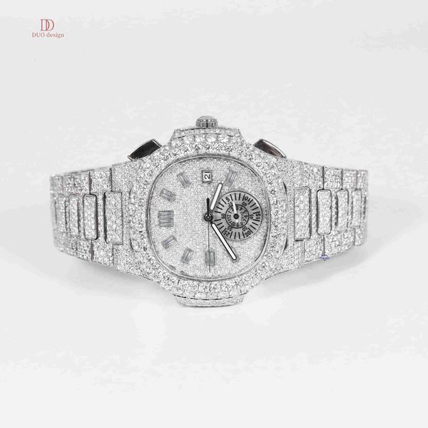 Classic mens fully customized hip hop stainless steel chronograph moissanite diamond wrist watch with VVS clarity
Classic mens fully customized hip hop stainless steel chronograph moissanite diamond wrist watch with VVS clarity