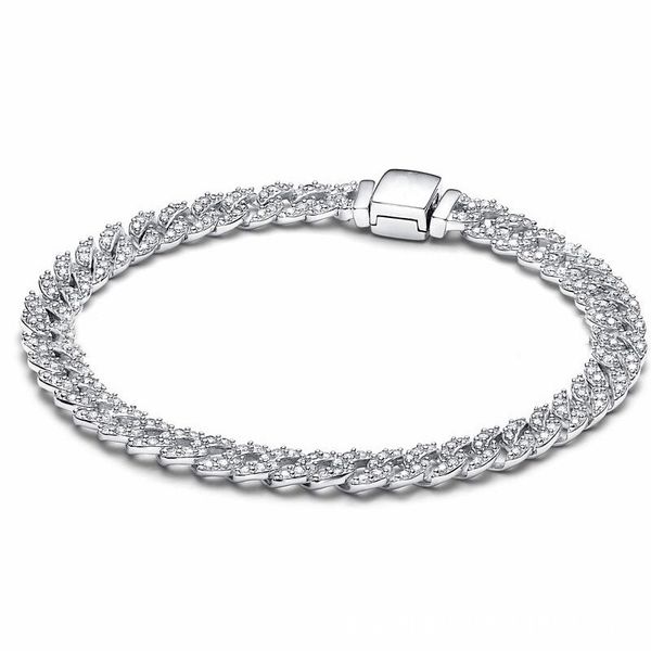 S925 Sterling Silver Hiphop Cuban Miami Chain Bracelets Gold Colour Men Women fits pan Authentic Birthday Gift Christmas Jewellery BR050