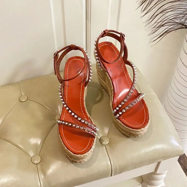 Designer 2024 New Summer Womens High Platform Espadrille Wedge Sandal Ladies Open Toe Rivets Studded Thick Heel Leather Ankle Strap Shoes, Pink
Designer 2024 New Summer Womens High Platform Espadrille Wedge Sandal Ladies Open Toe Rivets Studded Thick Heel Leather Ankle Strap Shoes, Pink
