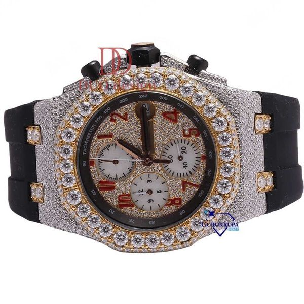 Customized Mens luxury Hip Hop Watch half Iced Out in Moissanite Diamonds with VVS clarity customized in black rubber belt
Customized Mens luxury Hip Hop Watch half Iced Out in Moissanite Diamonds with VVS clarity customized in black rubber belt