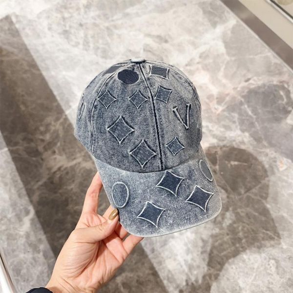 

Fashion Denim Ball Caps for Women Designer Men's Summer Causal Cap Classic Print Hat Adjustable, C1