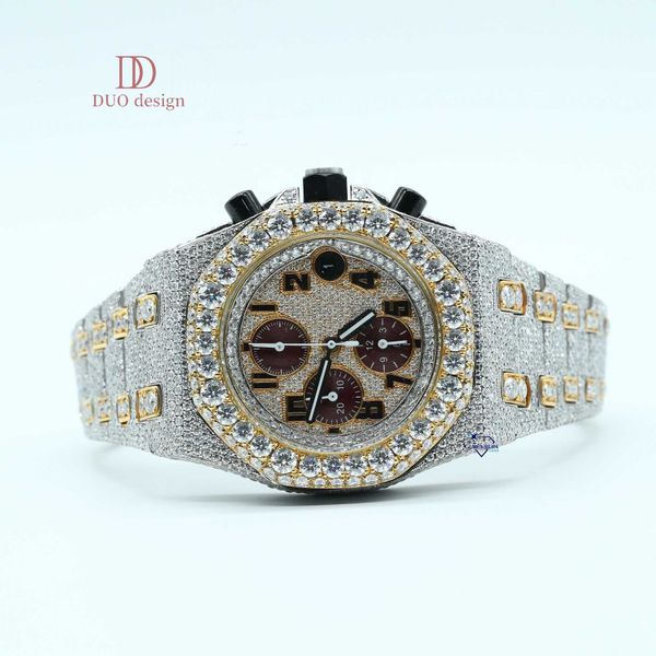 Crafted for men this exquisite chronograph watch crafted with flawless vvs clarity moissanite diamonds set in stainless steel
Crafted for men this exquisite chronograph watch crafted with flawless vvs clarity moissanite diamonds set in stainless steel