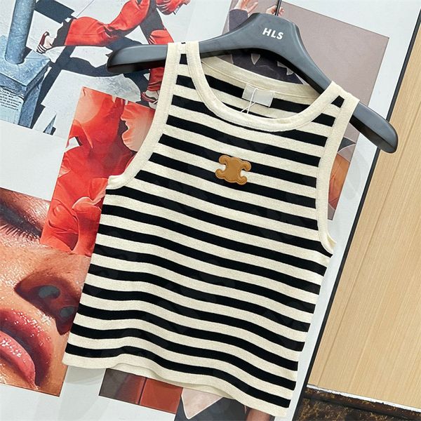 Fashion Stripe Vest Top For Ladies Designer Sleeveless Tshirt Summer Embroidery Knitting T Shirt Tank Tops Tee Women Clothing Ce T-shirts, Black
Fashion Stripe Vest Top For Ladies Designer Sleeveless Tshirt Summer Embroidery Knitting T Shirt Tank Tops Tee Women Clothing Ce T-shirts, Black
